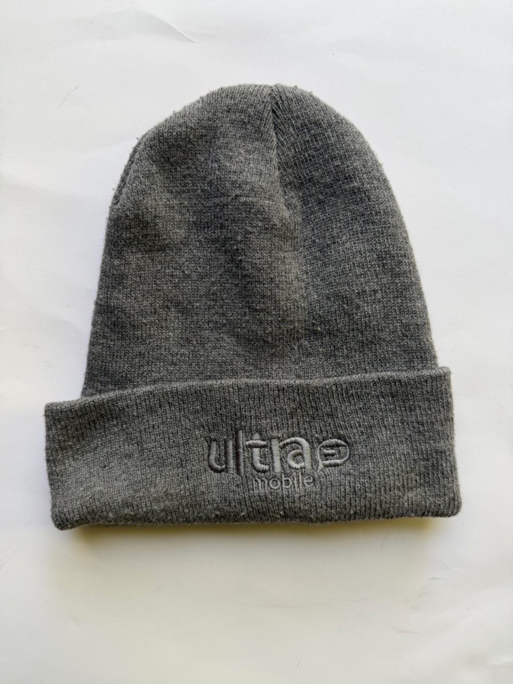 Gray Knit Beanie with Embroidered Logo